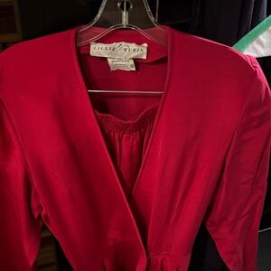 Lillie Rubin Vibrant 100%silk Deep Fuchsia, 2 pieces dress with belt